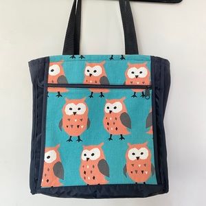 Owl Tote Bag Pink Teal